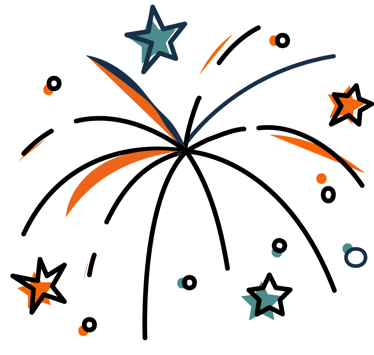 Farbige Illustration eines Feuerwerks